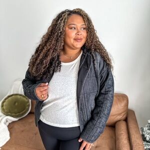 AEMI & Co - Denim Quilted Jacket in Washed Black